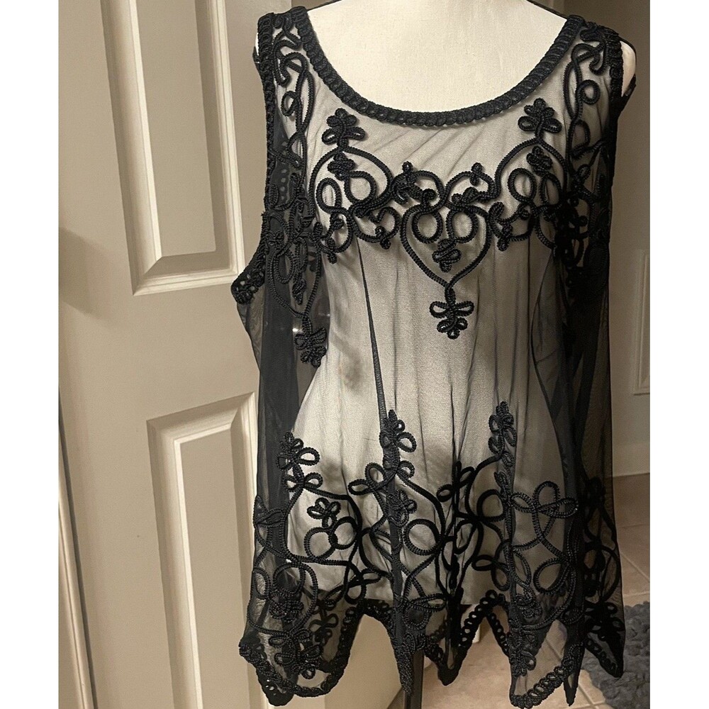NWT Torrid Black Sheer Mesh Tank Top Size 1 Whimsigoth Gothic Glam Boho Romantic